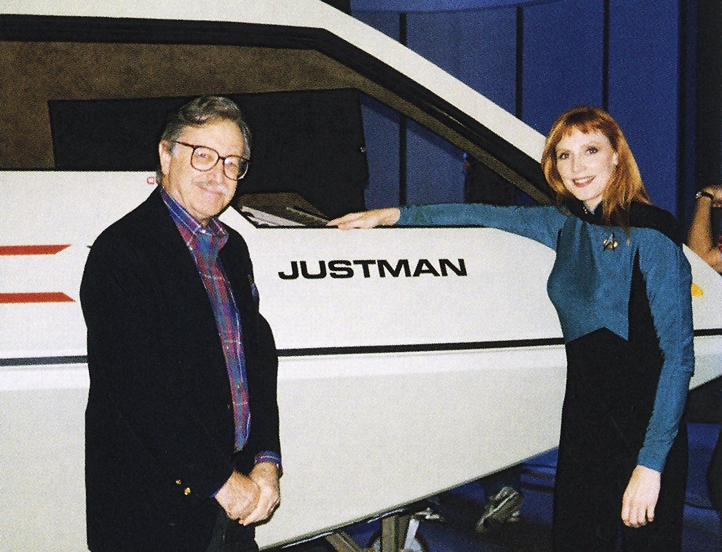 Behind-the-scenes photo from Star Trek TNG showing Gates McFadden and Bob Justman