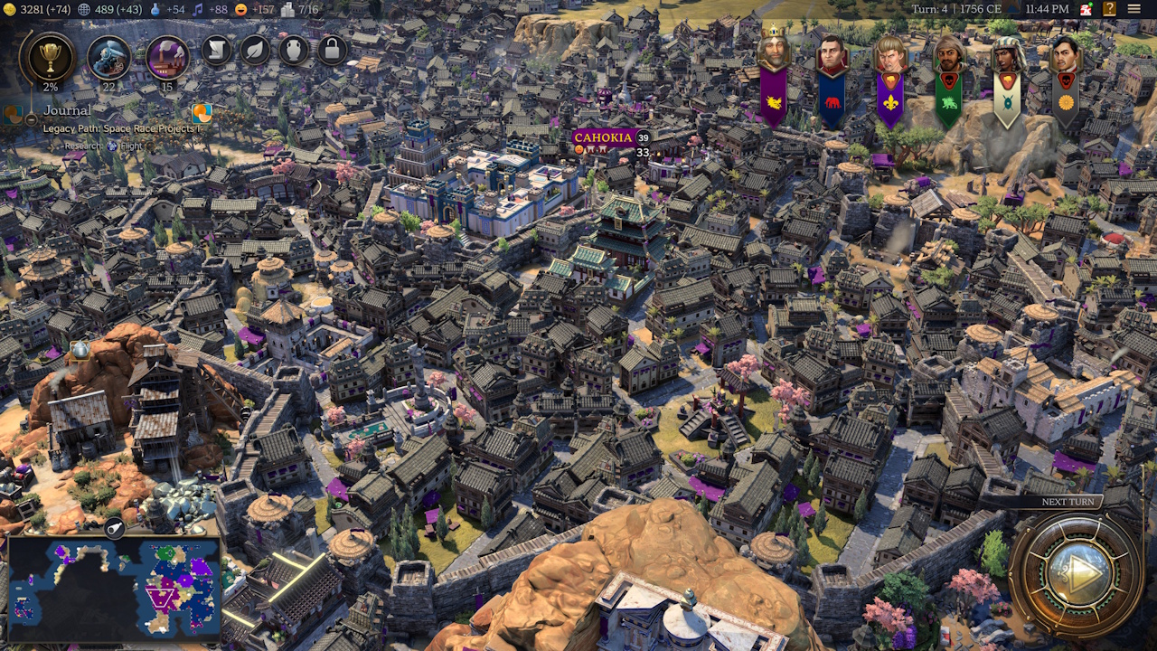 Screenshot of Civilization VII (2025) showing a sprawling city of the Qing Empire.