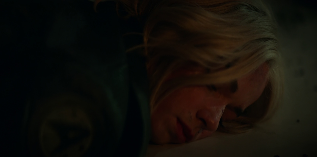 Still frame from Star Trek: Strange New Worlds Season 2 Episode 10 (2023) showing Nurse Chapel laying unconscious on the floor.