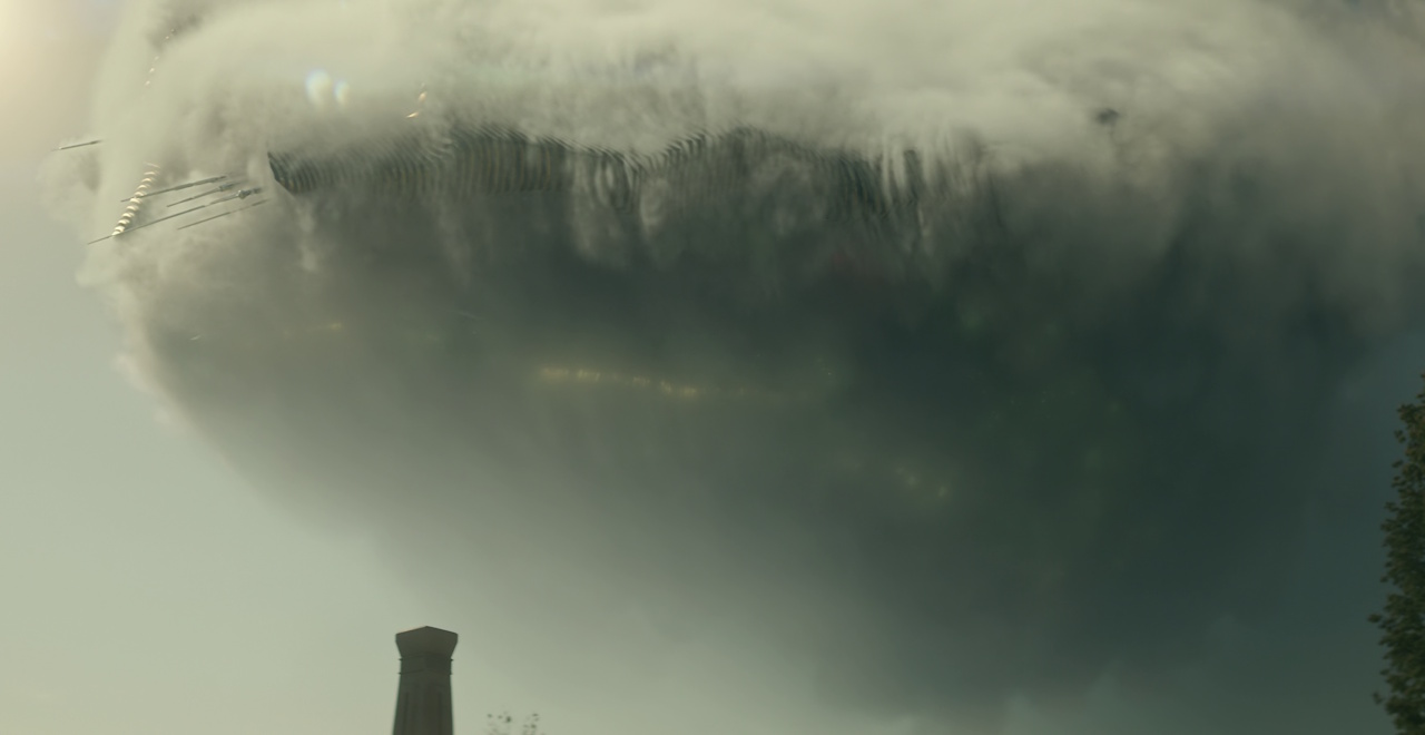 Still frame from Star Trek: Strange New Worlds Season 2 Episode 10 (2023) showing the arrival of the Gorn ship.