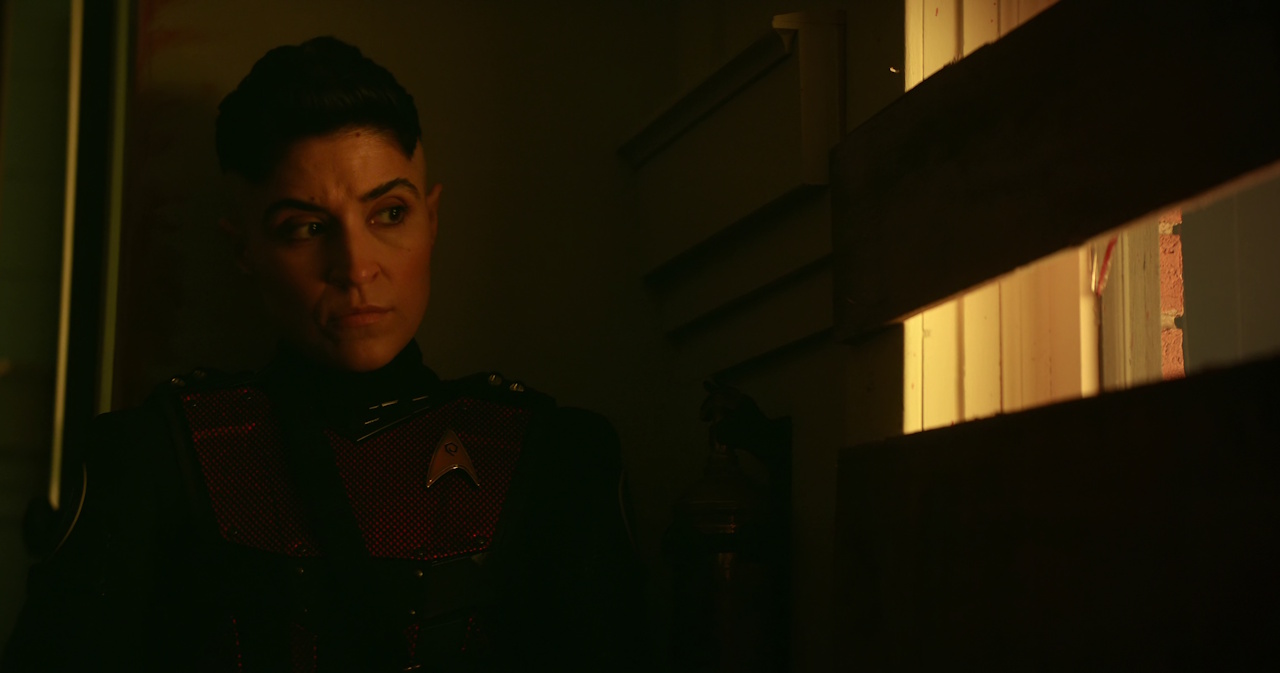 Still frame from Star Trek: Strange New Worlds Season 2 Episode 10 (2023) showing Ortegas on the planet's surface.