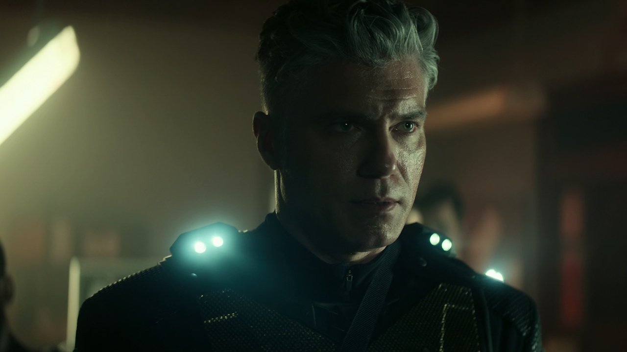 Still frame from Star Trek: Strange New Worlds Season 2 Episode 10 (2023) showing Captain Pike on the away mission.