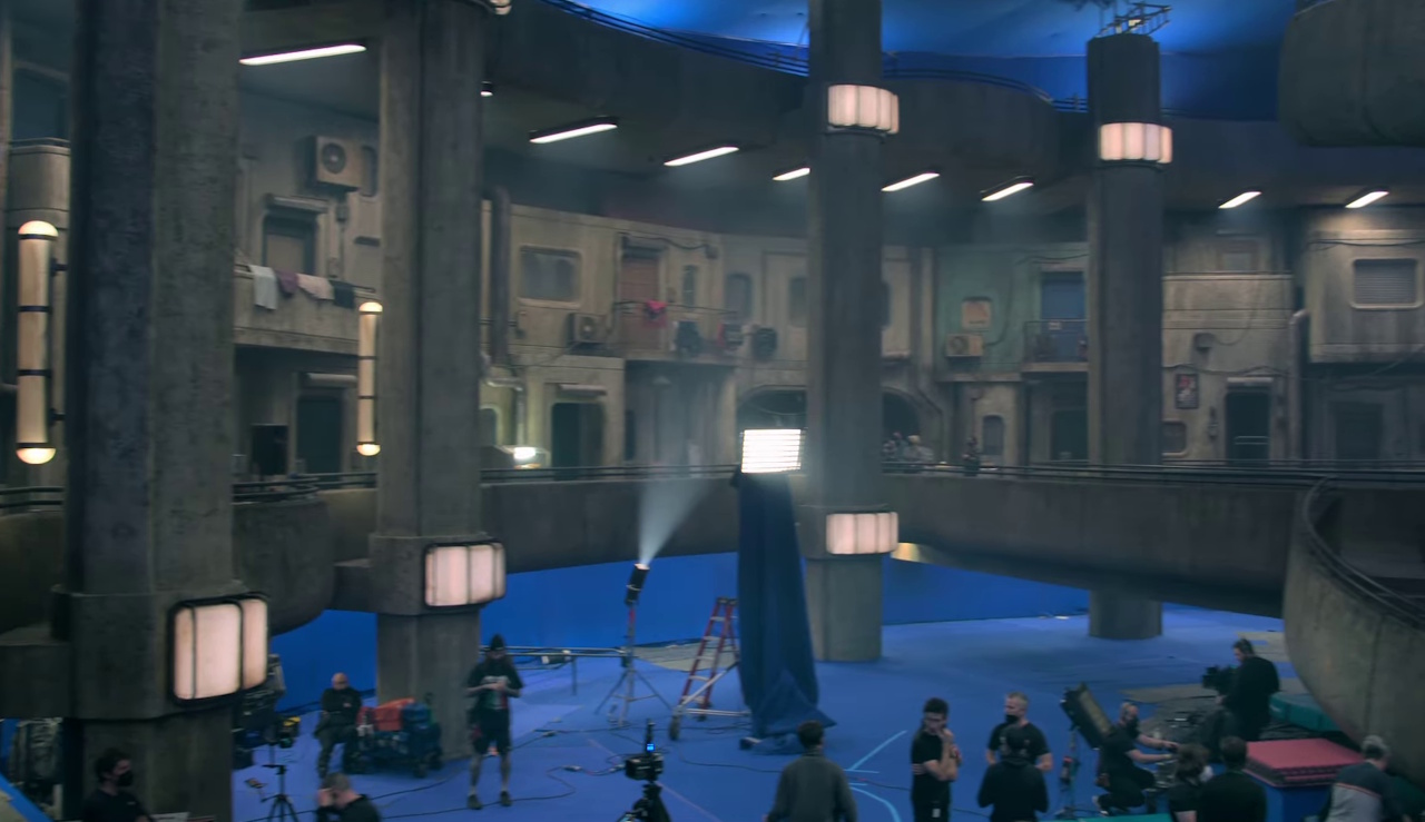 Still frame from Silo: An Inside Look showing one of the sets build to represent the silo.