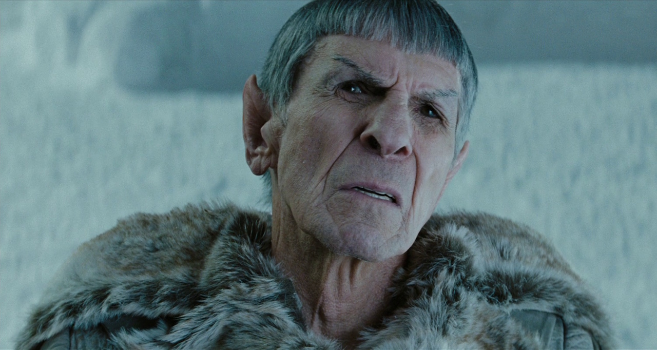 Still frame from Star Trek (2009) showing Spock Prime.