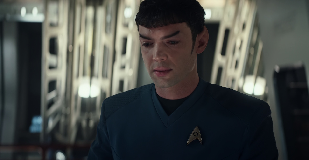Still frame from Star Trek: Strange New Worlds Season 2 (2023) showing Spock.