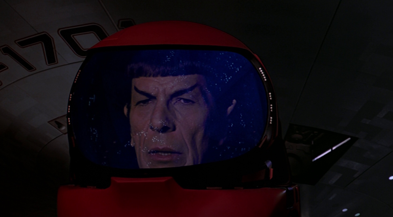 Still frame from Star Trek: The Motion Picture showing Spock in a space suit.