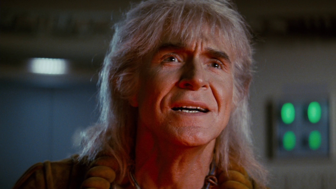 Still frame from Star Trek II: The Wrath of Khan showing a close-up of Khan.