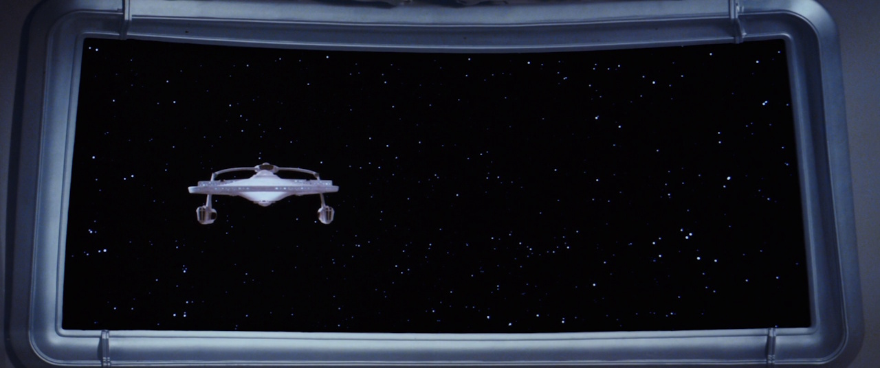 Still frame from Star Trek II: The Wrath of Khan showing the USS Reliant on the Enterprise's viewscreen.