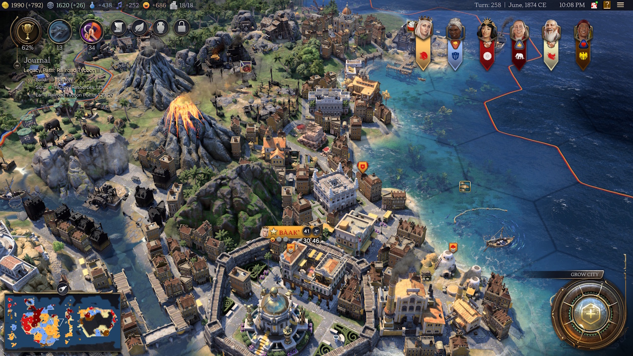 Screenshot of Civilization VII (2025) showing a Mexican city in the modern era.