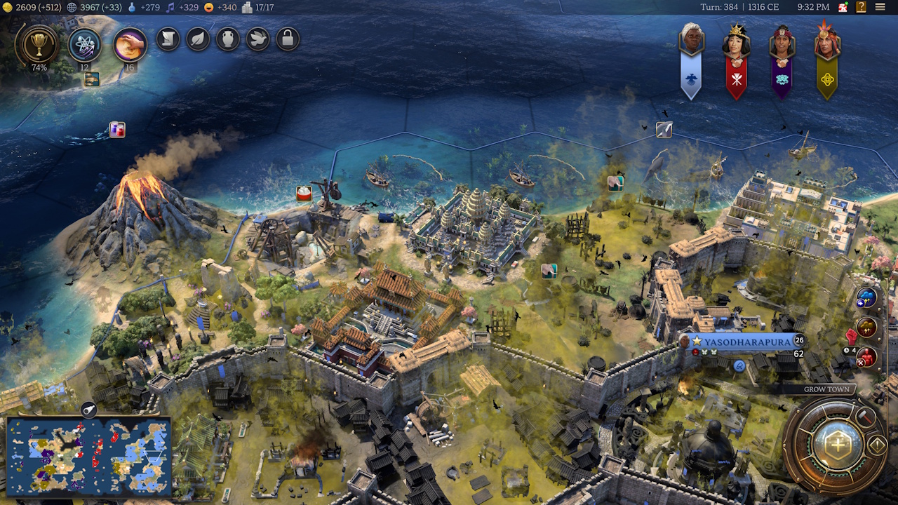 Screenshot of Civilization VII (2025) showing a city suffering from plague.