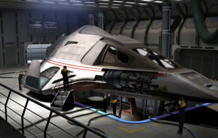 Still frame from Extreme Risk showing the Delta Flyer under construction.