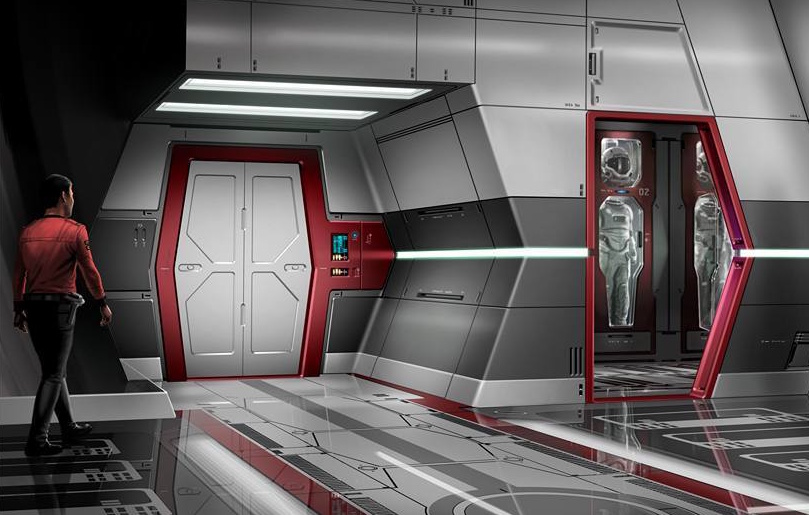Concept art from Star Trek: Discovery Season 1 showing the interior of a spaceship.