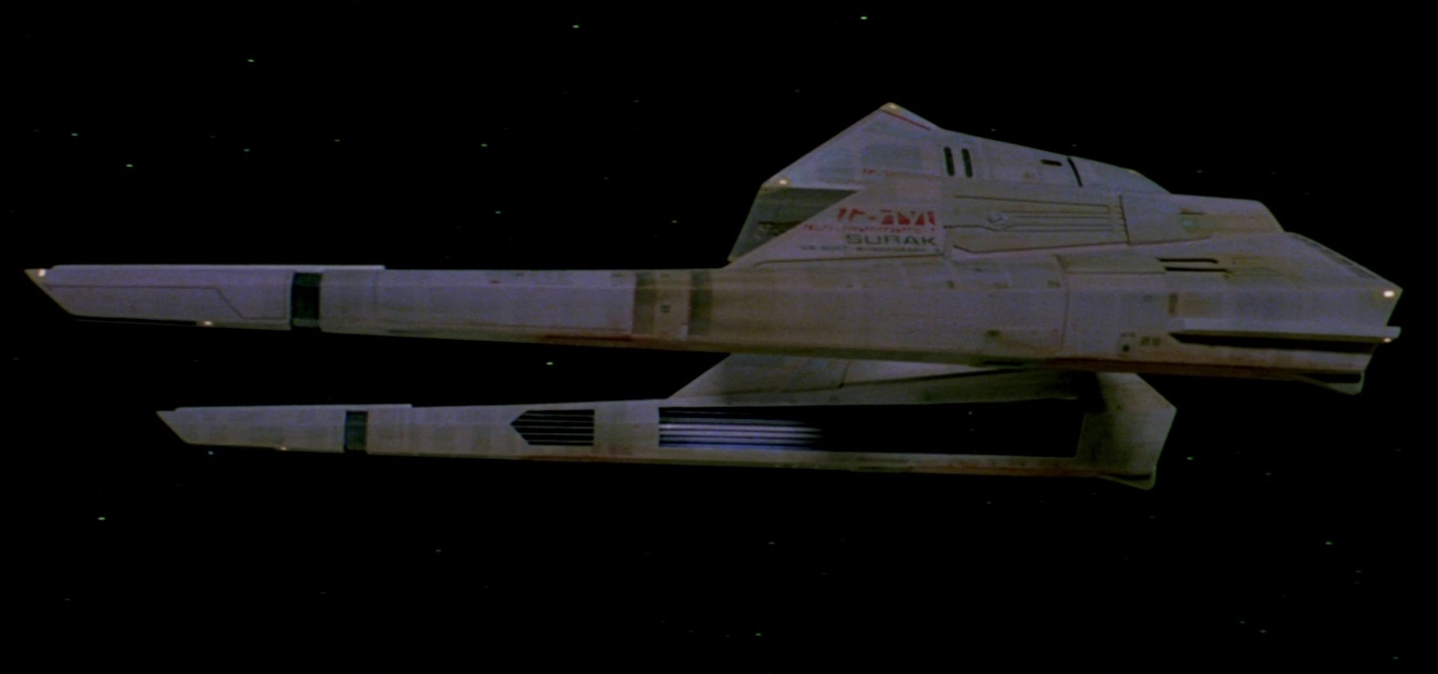 Still frame from Star Trek: The Motion Picture showing Spock's warp shuttle.