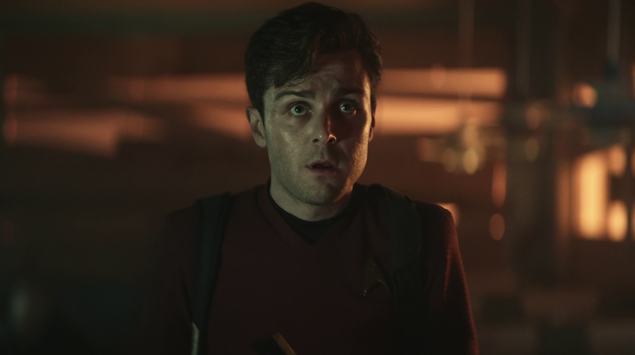 Still frame from Star Trek: Strange New Worlds Season 2 showing Scotty on Parnassus Beta.