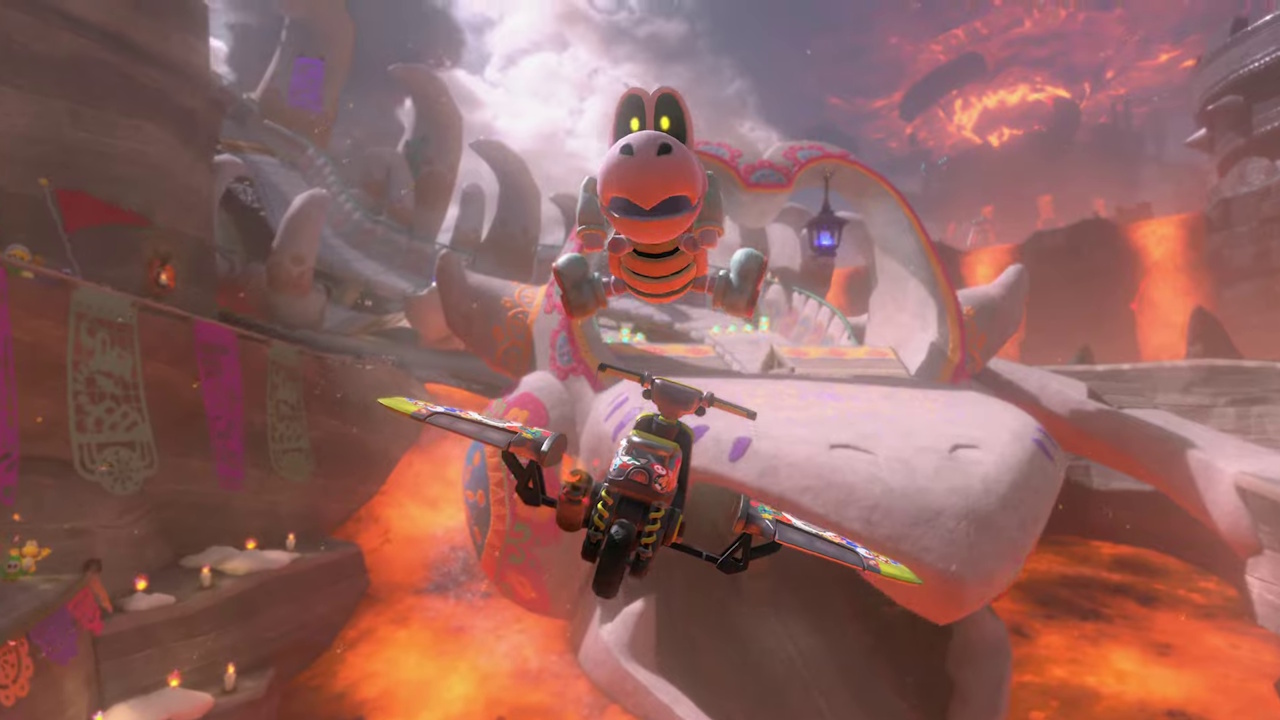 Still frame from the Mario Kart World broadcast showing Dry Bones.