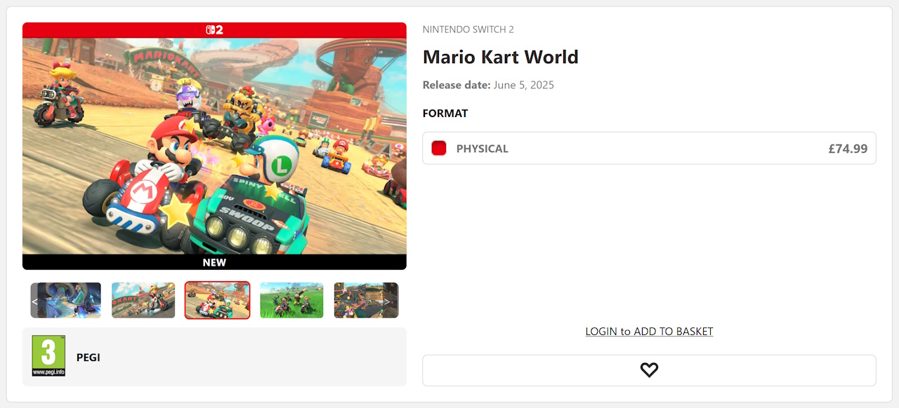 The store listing for Mario Kart World.