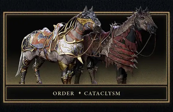 Cropped image of the Oblivion Remastered Deluxe Edition content, showing two armoured horses.