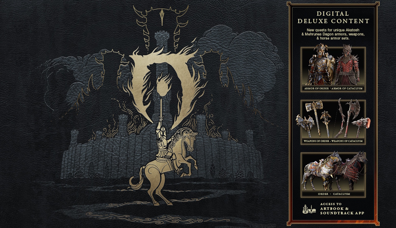 Promo image of The Elder Scrolls IV: Oblivion Remastered with the Deluxe Edition content on one side.