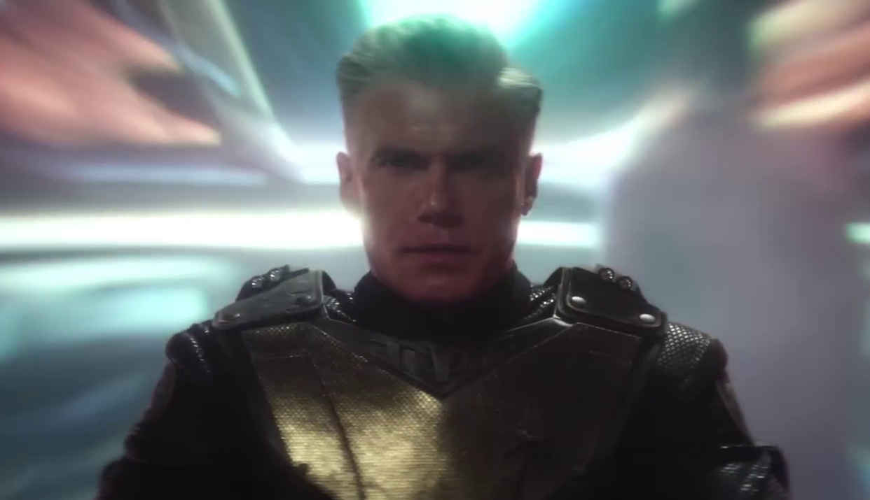 Still frame from the Strange New Worlds Season 3 teaser showing Captain Pike.