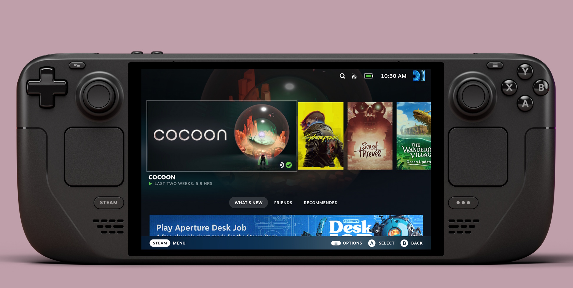 Promo photo of a Steam Deck.