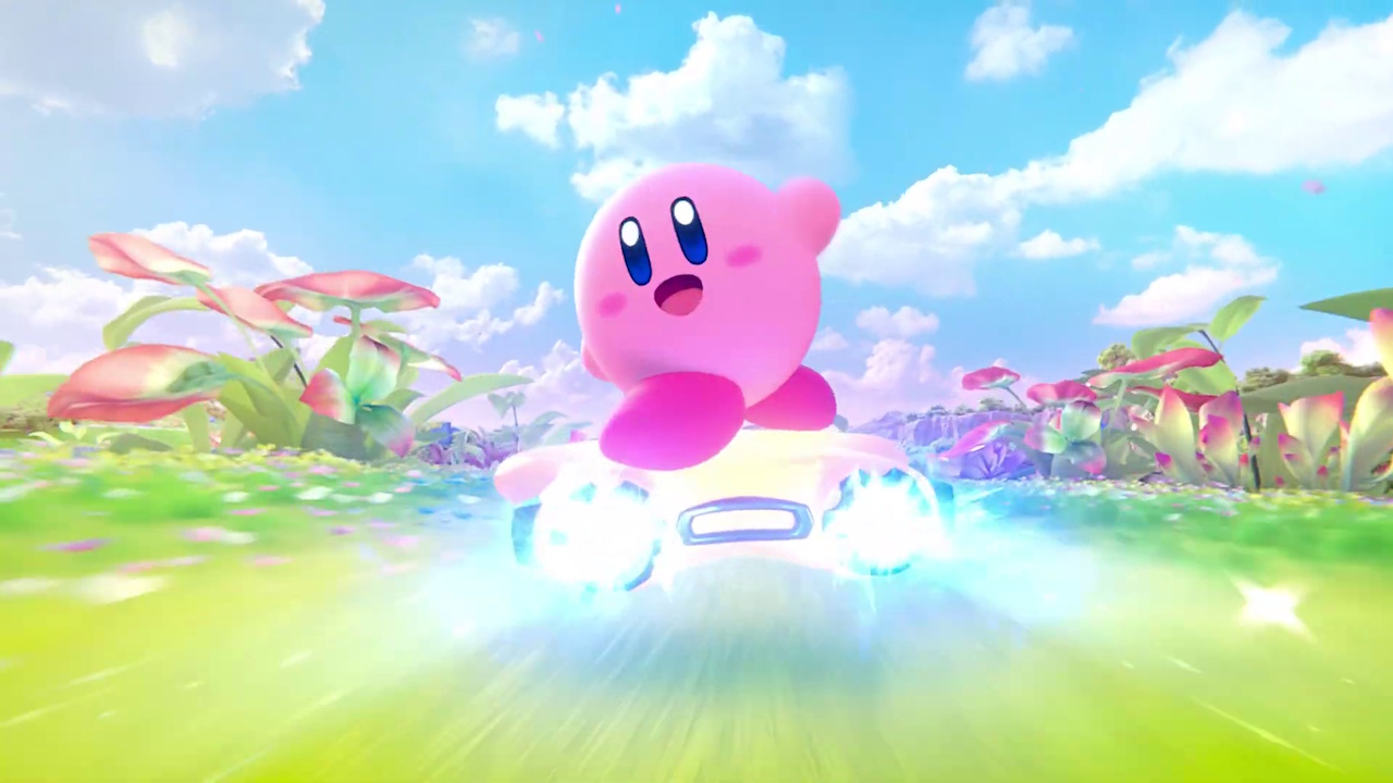 Still frame from the Nintendo Switch 2 Direct showing Kirby Air Riders.