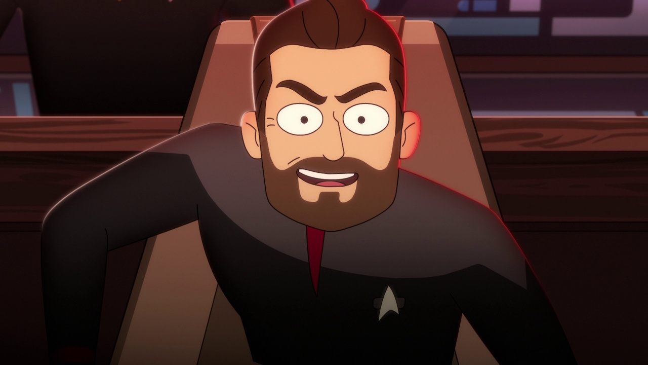 Still frame from Star Trek: Lower Decks Season 2 showing Riker.