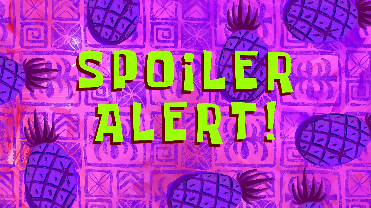 A spoiler warning graphic.