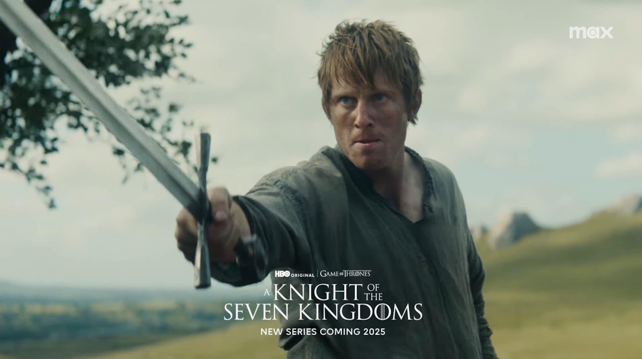 Promo still for A Knight of the Seven Kingdoms showing a character wielding a sword.