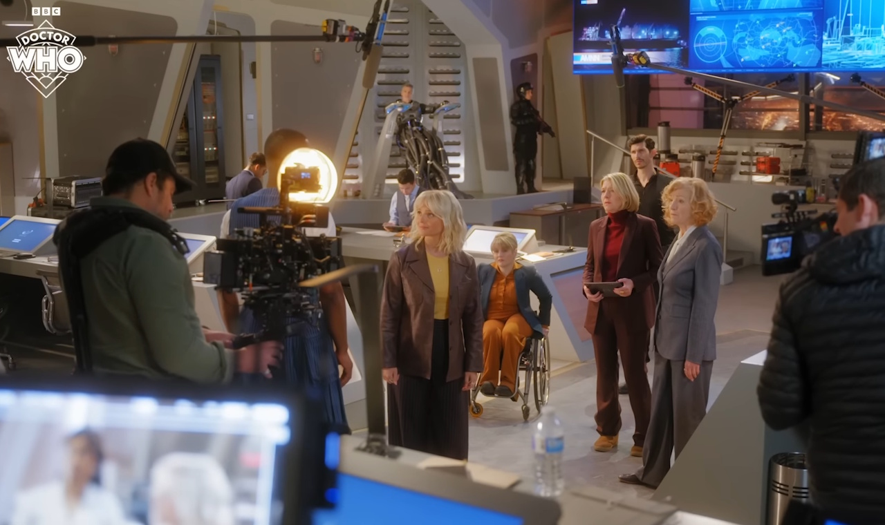 Still frame from a behind-the-scenes look at Doctor Who Season 15 (2025).