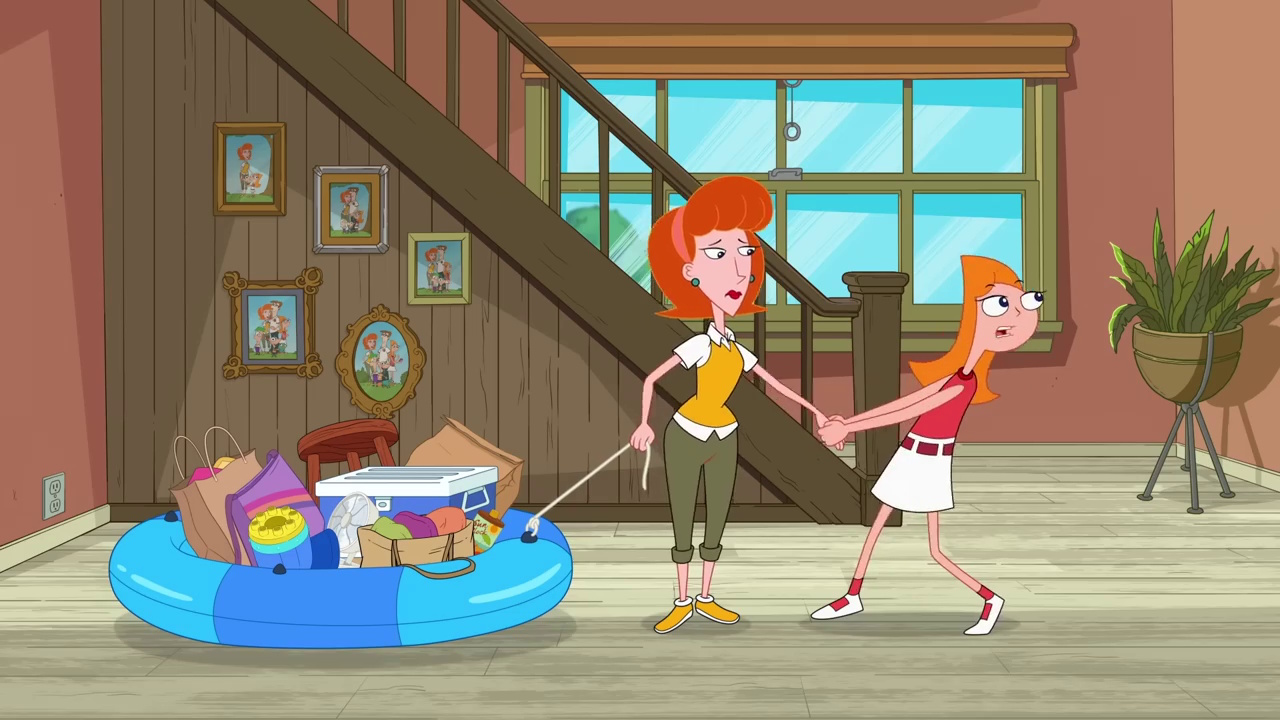 Still frame from the Phineas and Ferb Season 5 trailer showing Candace and Linda.