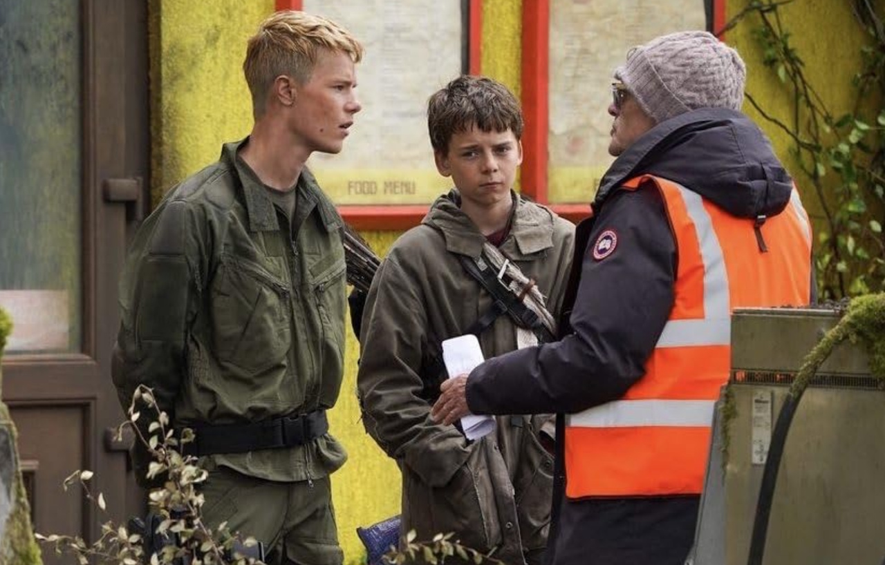 Behind-the-scenes photo from the set of 28 Years Later.