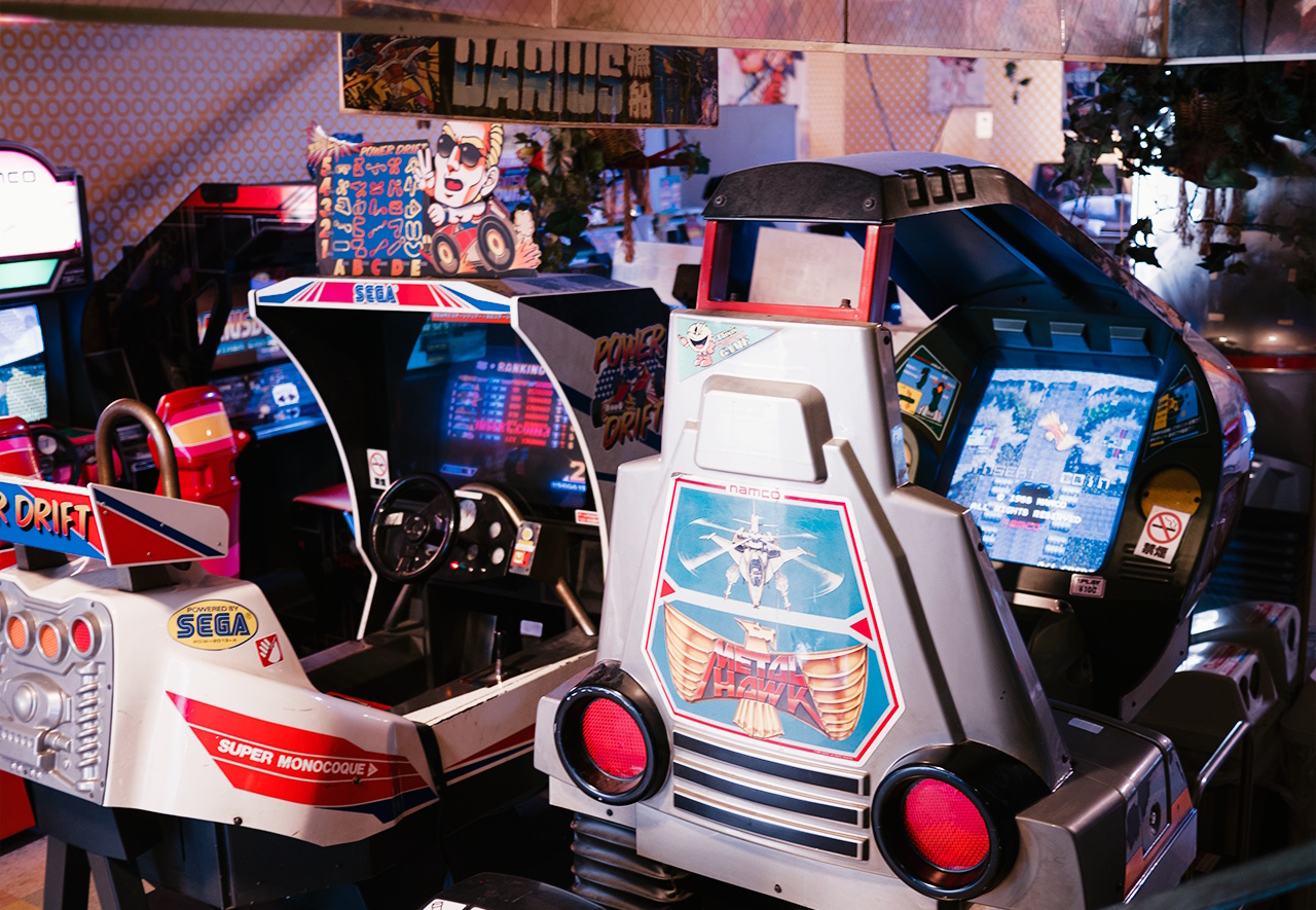 A selection of arcade machines.