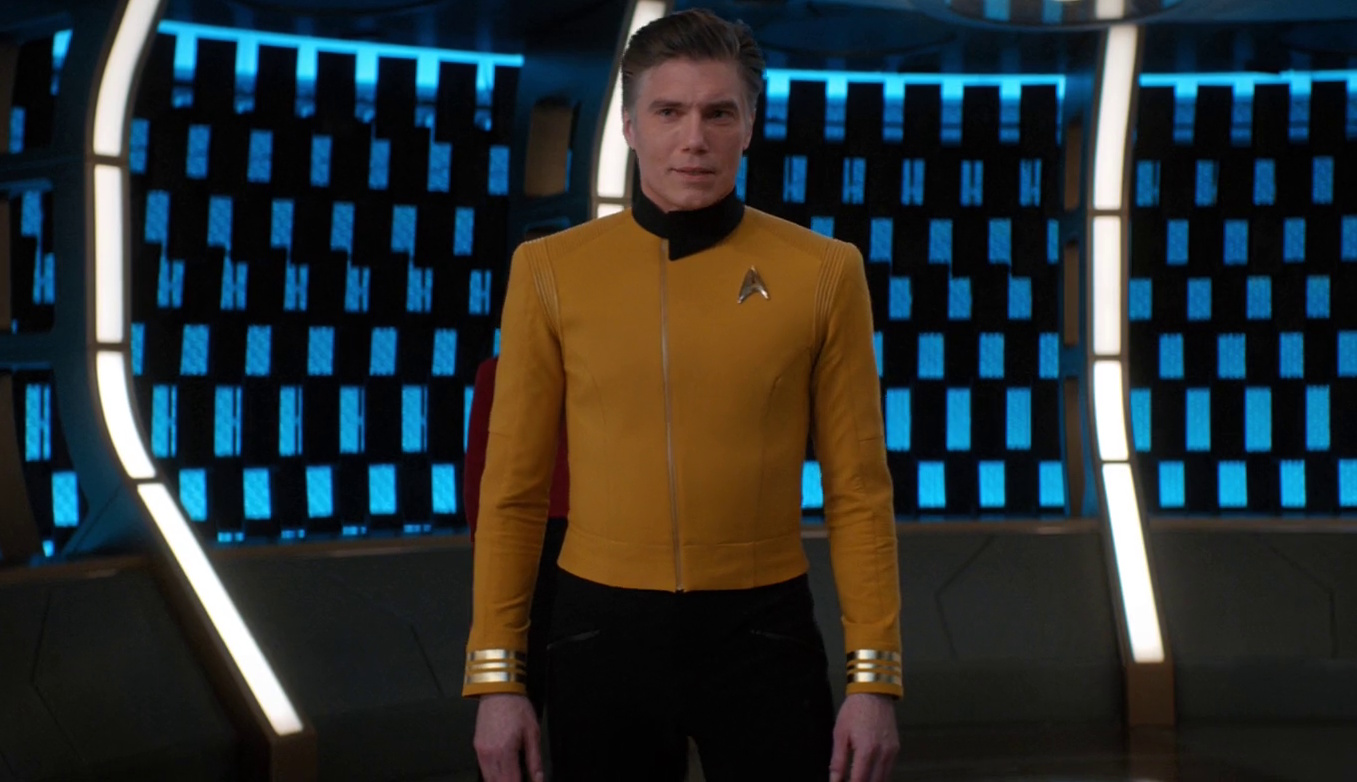 Still frame from Star Trek: Discovery Season 2 showing Pike's first appearance.