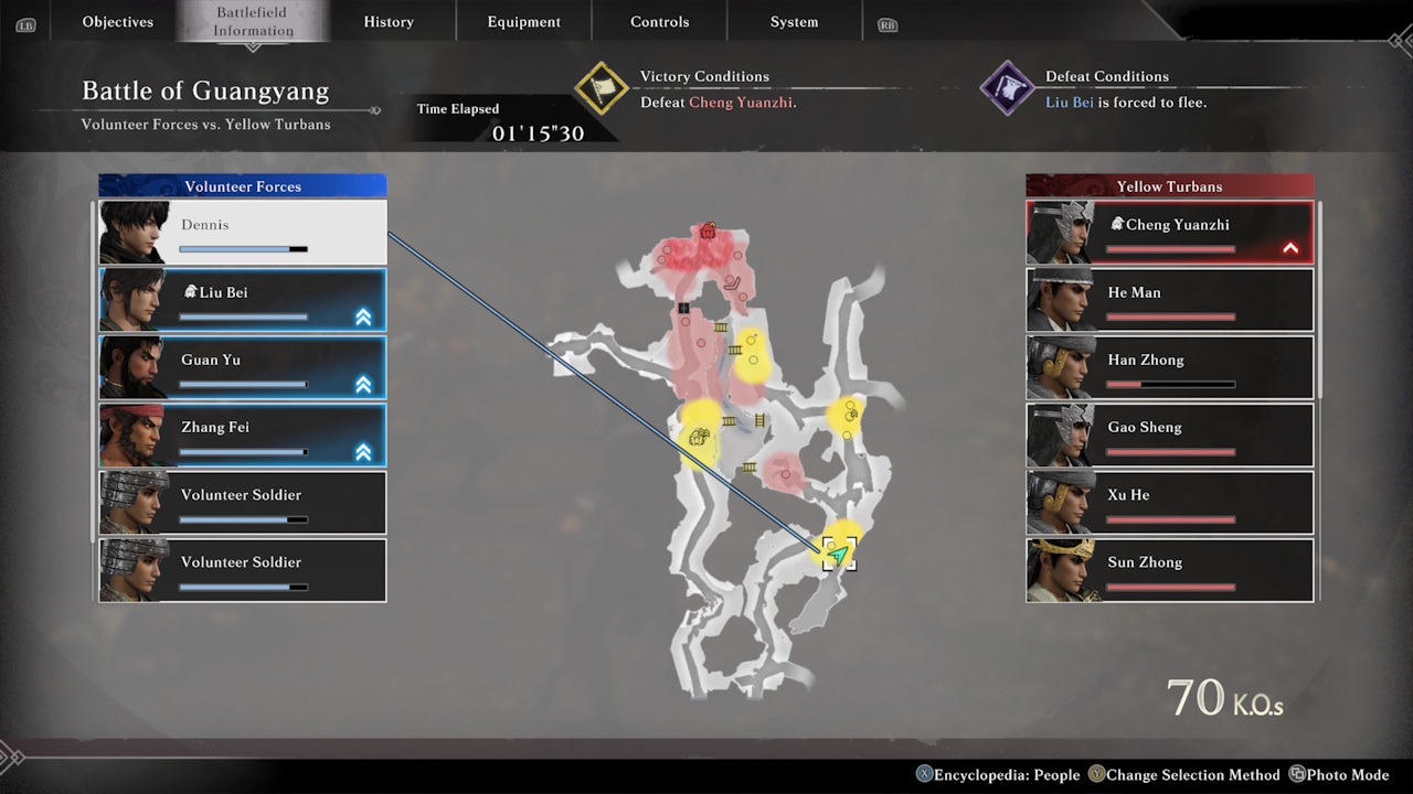 Screenshot of Dynasty Warriors: Origins (2025) showing an in-game map.