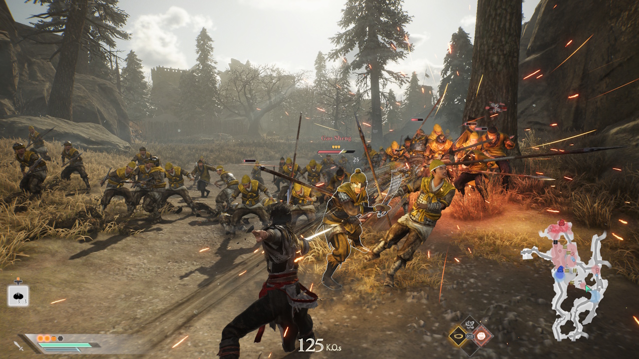 Screenshot of Dynasty Warriors: Origins (2025) showing a battle against the Yellow Turbans.