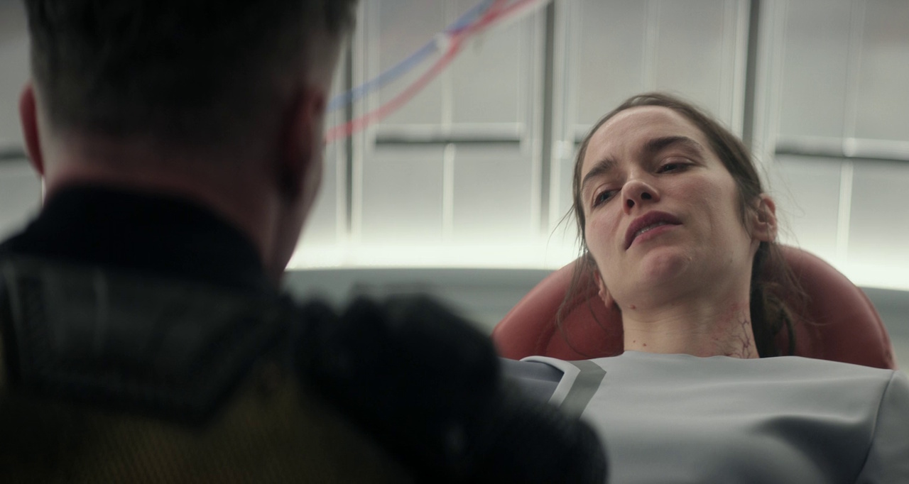 Still frame from Hegemony, Part II showing Captain Pike with Captain Batel.