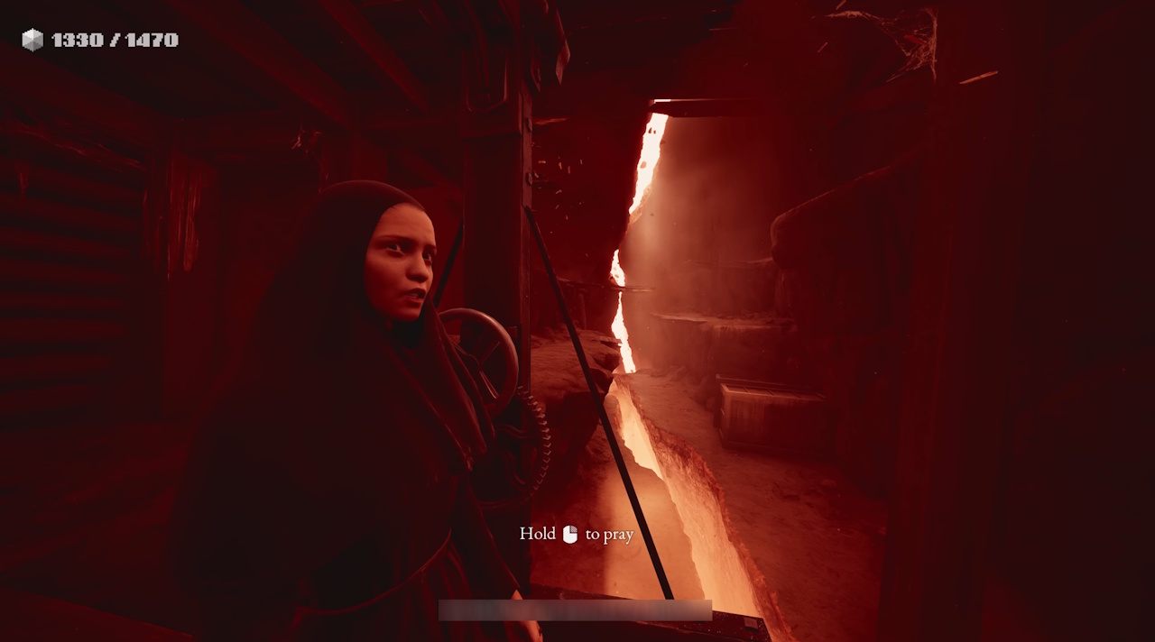 Screenshot of Indika (2024) showing one of Indika's hallucinations.