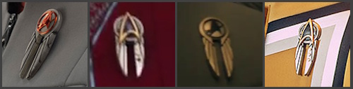 Compilation of four combadges seen in the promo photos and trailer for Star Trek: Starfleet Academy.