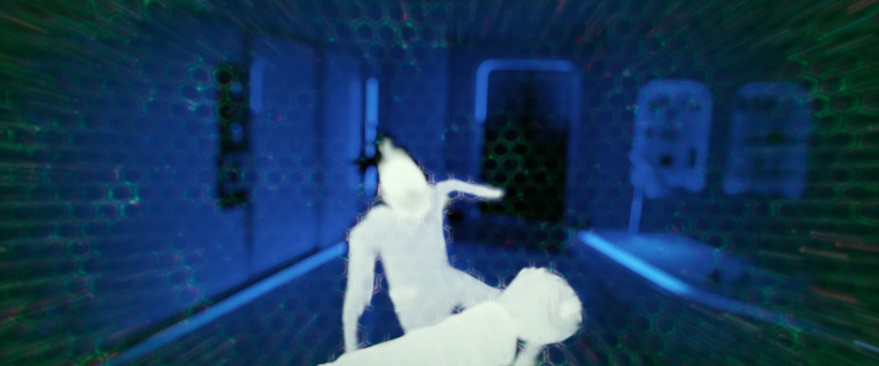 Still frame from Star Trek: Strange New Worlds 3x03: Shuttle to Kenfori, showing the mind-meld/Gorn sequence.