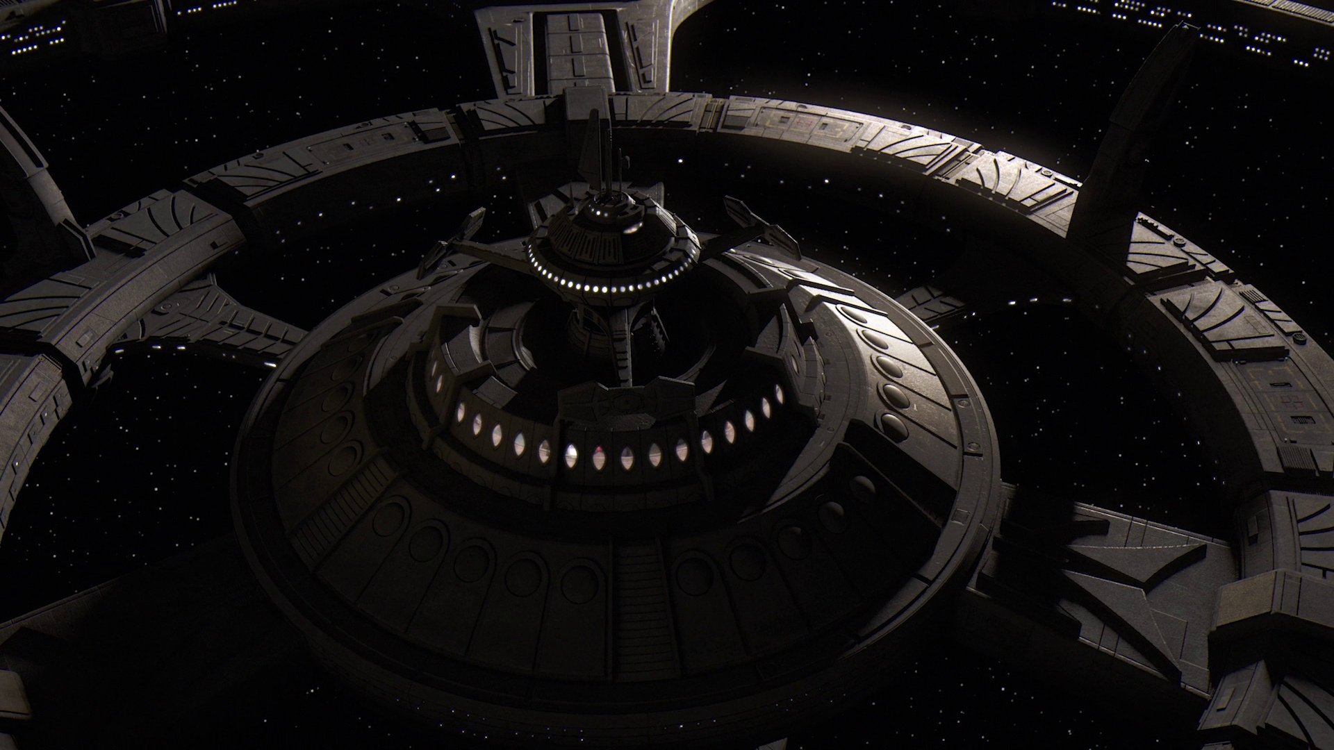 Still frame from Star Trek: Deep Space Nine showing the titular space station.