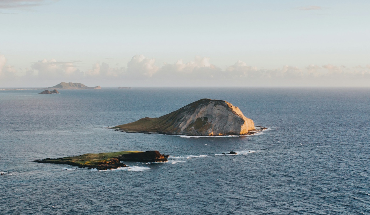Stock photo of islands in the ocean from the air.