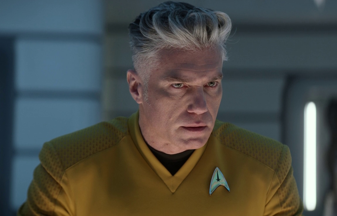 Still frame from Star Trek: Strange New Worlds 3x05 "Through the Lens of Time" showing a close-up of Pike.