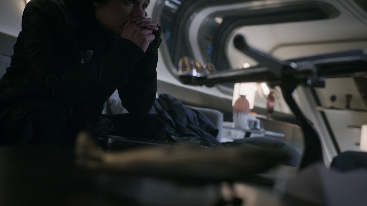 Still frame from Star Trek: Strange New Worlds S03E07 "What Is Starfleet?" showing Beto lost in thought.