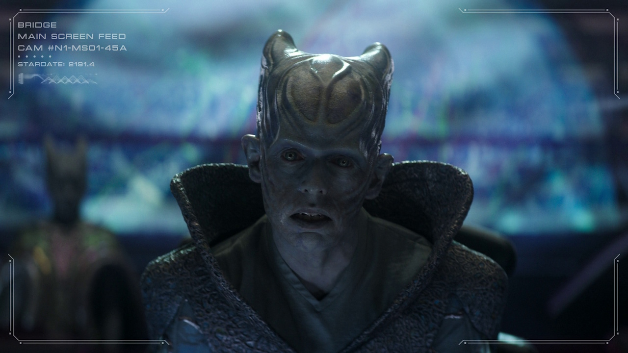 Still frame from Star Trek: Strange New Worlds S03E07 "What Is Starfleet?" showing the Lutani commander.