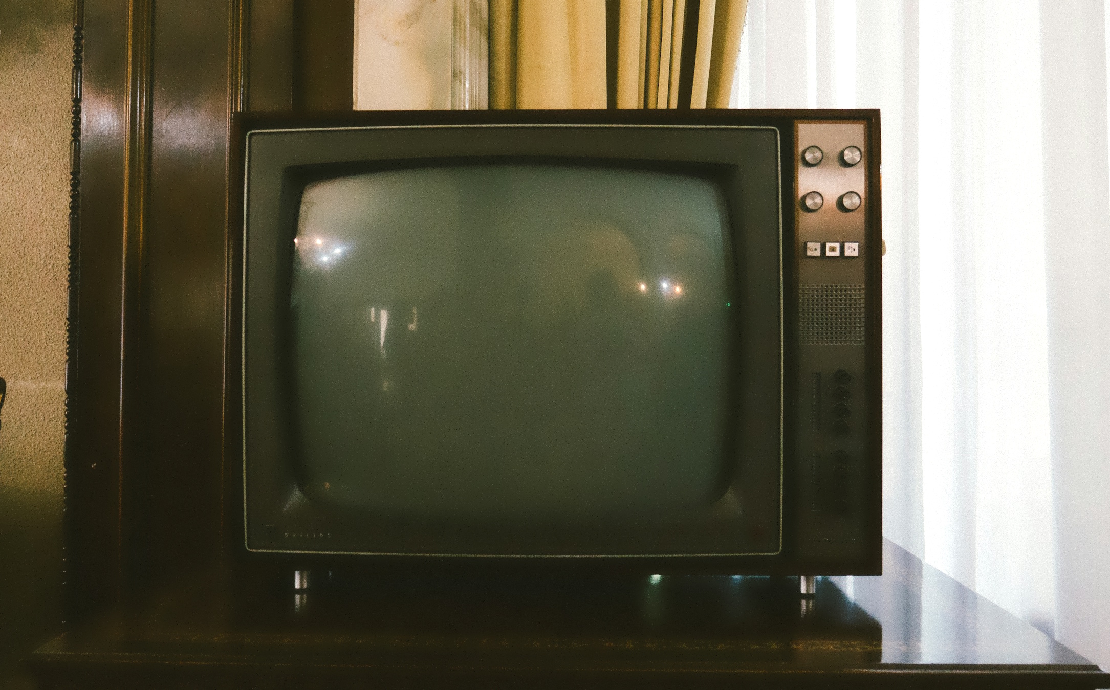 Stock photo of a CRT television set.