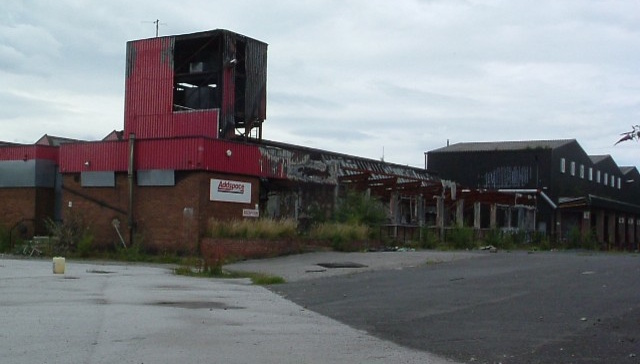 Photo of an abandoned, derelict factory in the UK.