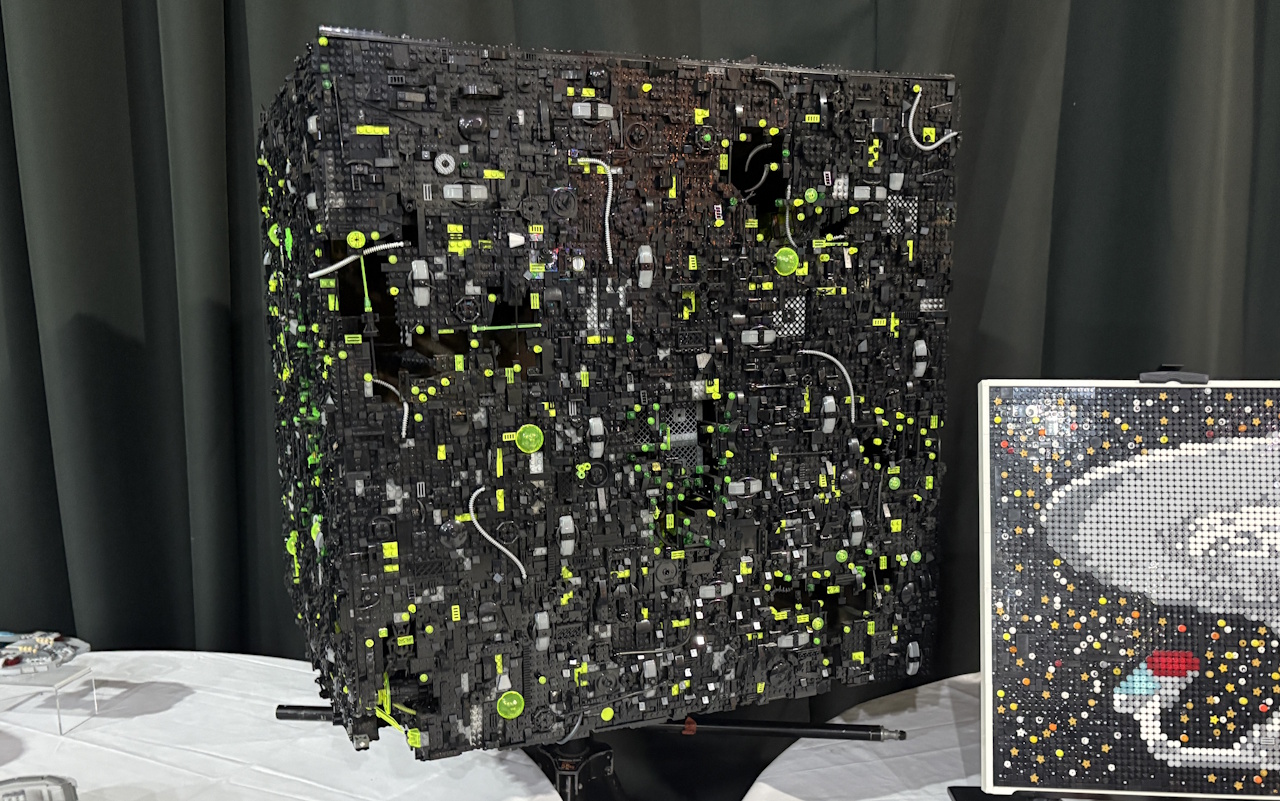 Photograph from Destination Star Trek 2025 showing a Lego Borg cube.