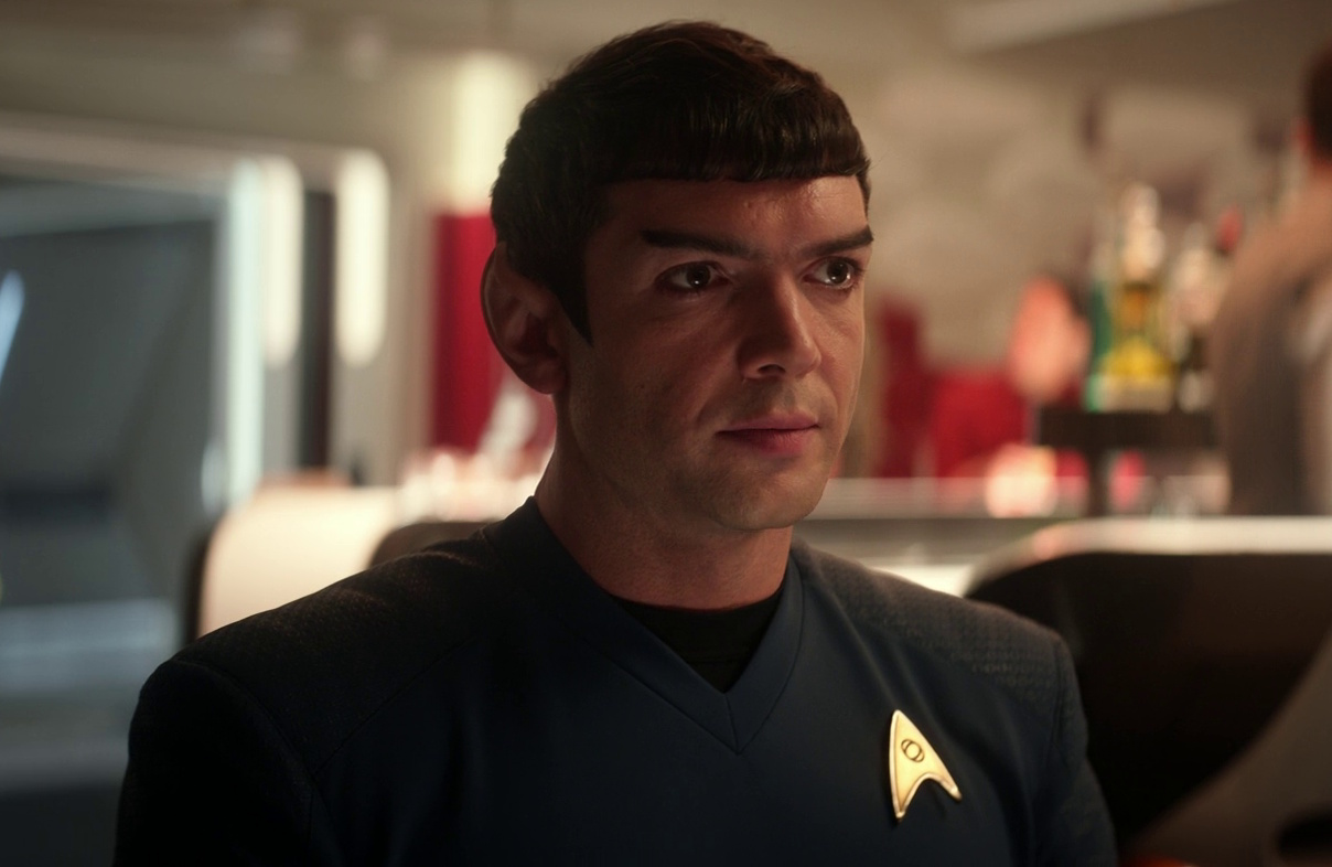 Still frame from Star Trek: Strange New Worlds showing Spock.