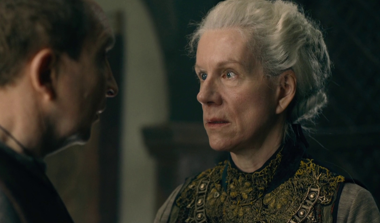 Still frame from King & Conqueror (2025) showing Edward with his mother, Emma.