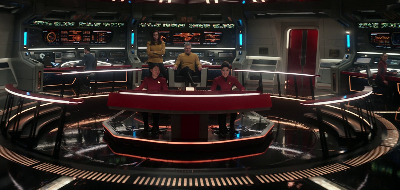 Still frame from Star Trek: Strange New Worlds showing the Enterprise bridge.